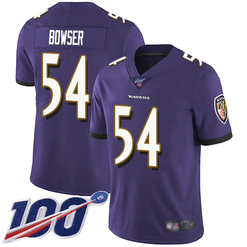 Baltimore Ravens Limited Purple Men Tyus Bowser Home Jersey NFL Football #54 100th Season Vapor Untouchable->women nfl jersey->Women Jersey
